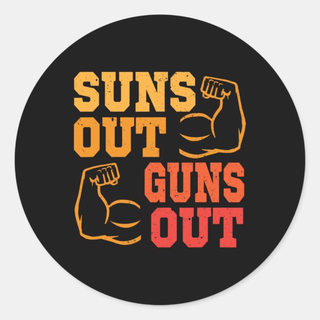 Pegatina Redonda Salta el sol disparando a los músculos para constr (Anverso)