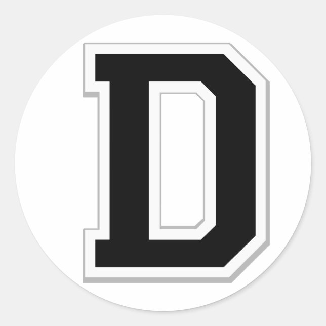 Pegatina Redonda Salta la letra inicial D en Pegatinas negros (Anverso)