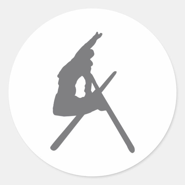 Pegatina Redonda saltador de esquí de salto de esquí (Anverso)