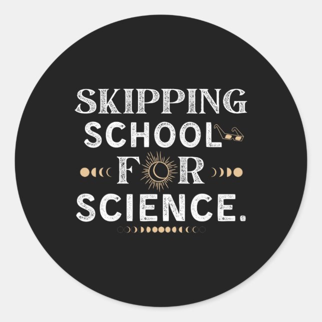 Pegatina Redonda Saltando Eclipse Solar Escolar 2024 Total Estudian (Anverso)