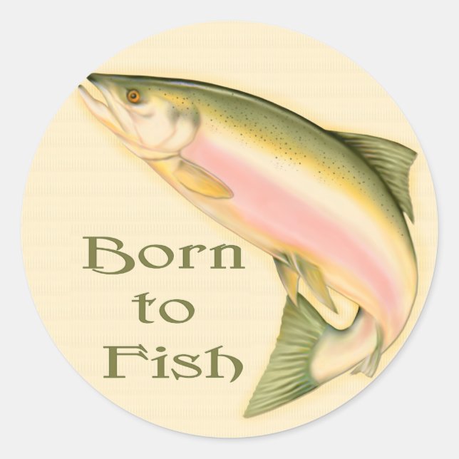 Pegatina Redonda Saltando Salmon (Anverso)