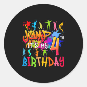 Pegatina Redonda Saltemos Es Mi 4 Cumpleaños Colchón De Cumpleaños