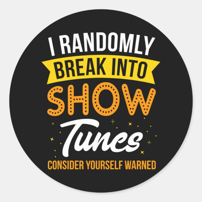 Pegatina Redonda Salto al azar en cómo el Teatro de Música Tunes I (Anverso)