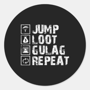 Pegatina Redonda Salto Botín Gulag Repetir Regalo de Juego para Jug