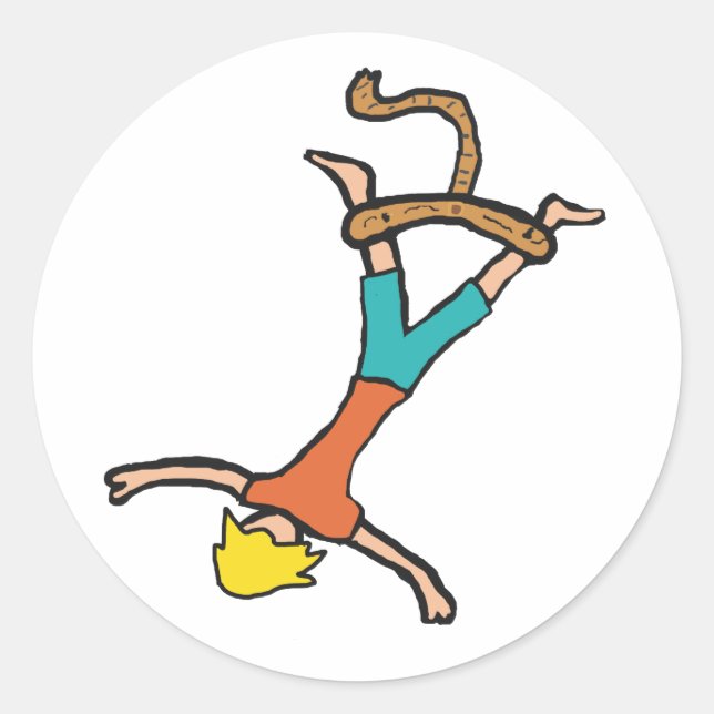 Pegatina Redonda Salto de Bungee (Anverso)