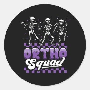 Pegatina Redonda Salto de esqueleto de baile Ortho Squad de enferme