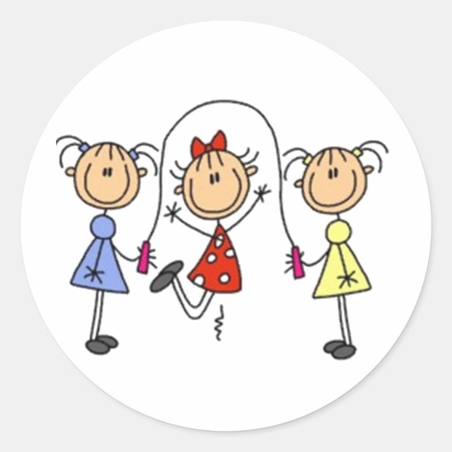 Pegatina Redonda Salto de la Figura de Palo de Giro (Anverso)