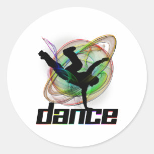 Pegatina Redonda Salto de pista de baile de baile rápido movimiento
