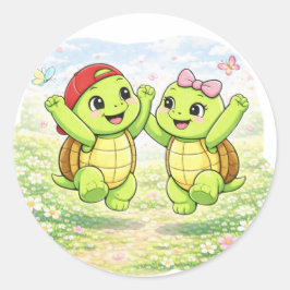 Pegatina Redonda Salto de primavera