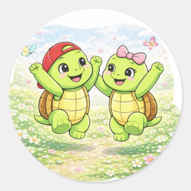 Pegatina Redonda Salto de primavera (Anverso)