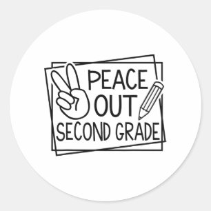 Pegatina Redonda Salto De Segundo Grado El Último Día De Escolar