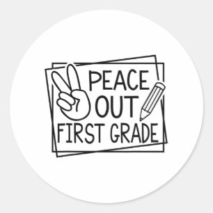 Pegatina Redonda Salto De Verano En Primer Grado El Último Día De L