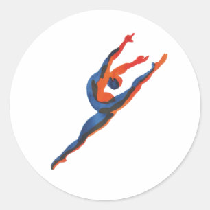 Pegatina Redonda Salto del bailarín de ballet