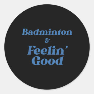 Pegatina Redonda Salto del transbordador Badminton Smash Joyful Act