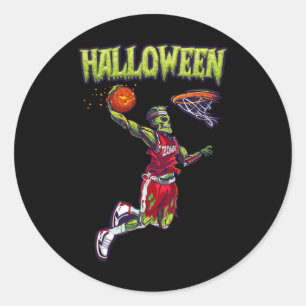Pegatina Redonda Salto Zombie Bysketbyll Dunk Player Halloween Pump