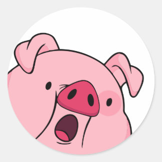 Pegatina Redonda Saltos de gravedad de Waddles sorprendidos