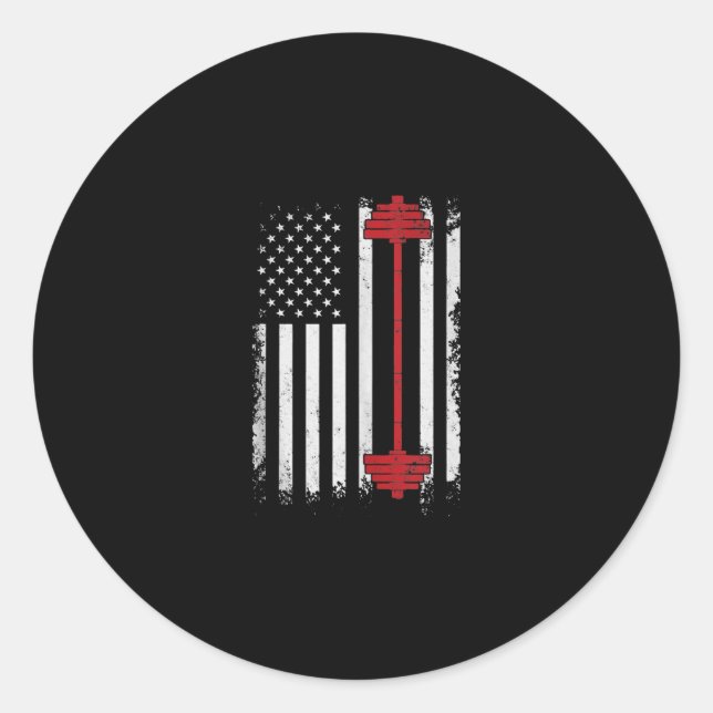 Pegatina Redonda Saltos planos de elevación de peso, entrenamiento, (Anverso)