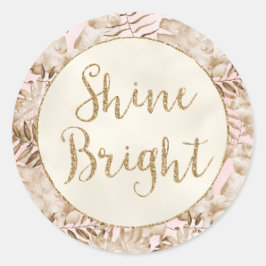 Pegatina Redonda Saltos Tropicales Crema Rubor Dorado Purpurina Shi