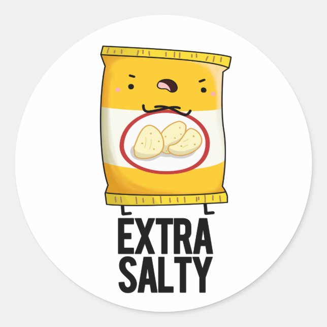 Pegatina Redonda Salty extra Funny Salty Snack Pun (Anverso)