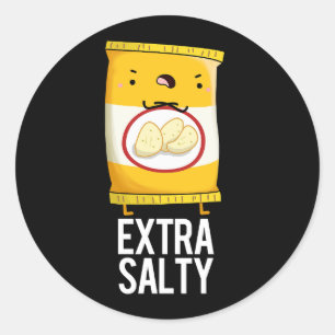 Pegatina Redonda Salty extra Funny Salty Snack Pun Dark BG