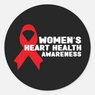 Pegatina Redonda Salud cardíaca de la mujer - Conciencia sobre las 