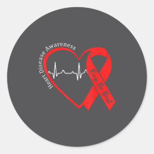 Pegatina Redonda Salud del Corazón Conciencia de Enfermedades Cardí