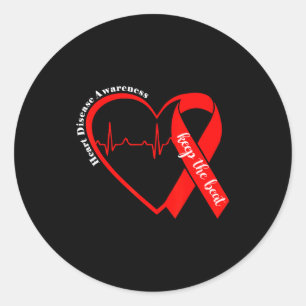 Pegatina Redonda Salud del Corazón Conciencia de Enfermedades del C