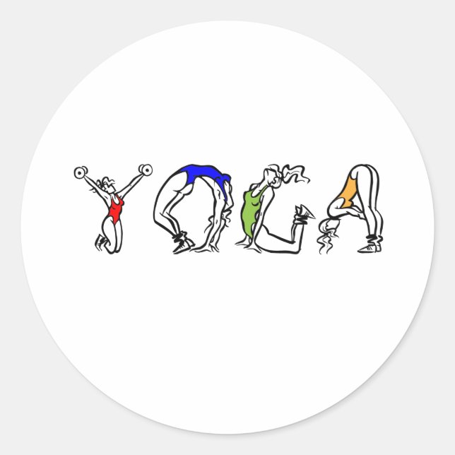 Pegatina Redonda salud física del yoga (Anverso)