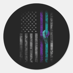 Pegatina Redonda Salud mental Bandera Americana Sensibilización sob
