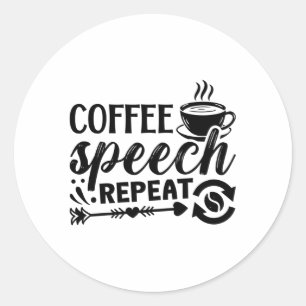Pegatina Redonda Salud Mental Café Discurso Repetir Ansiedad Ansied