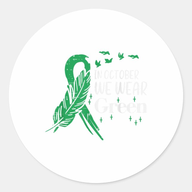 Pegatina Redonda Salud Mental Cinta Verde Conciencia de la piel Hom (Anverso)