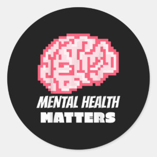 Pegatina Redonda Salud Mental Concienciación Conciencia El Cerebro 