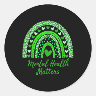 Pegatina Redonda Salud Mental: Concienciación Sobre La Salud Mental