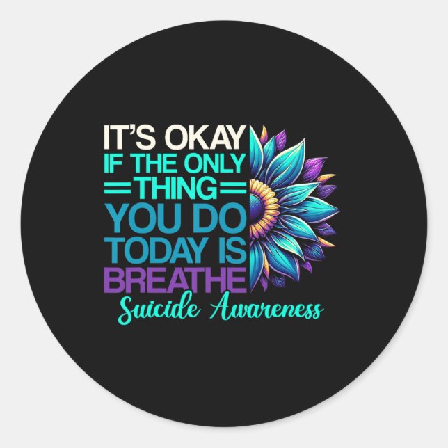 Pegatina Redonda Salud Mental de la Cinta de Sensibilización sobre  (Anverso)