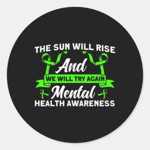 Pegatina Redonda Salud Mental El Sol Aumentará La Salud Mental Awar