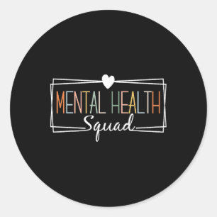 Pegatina Redonda Salud Mental Escuadrón de Enfermedades Cerebrales