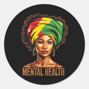 Pegatina Redonda Salud mental Historia negra afroamericana de afroa