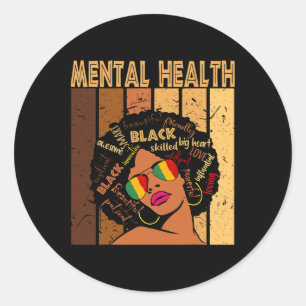Pegatina Redonda Salud mental Historia negra afroamericana de afroa