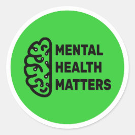 Pegatina Redonda Salud Mental Importa Conciencia Cerebro