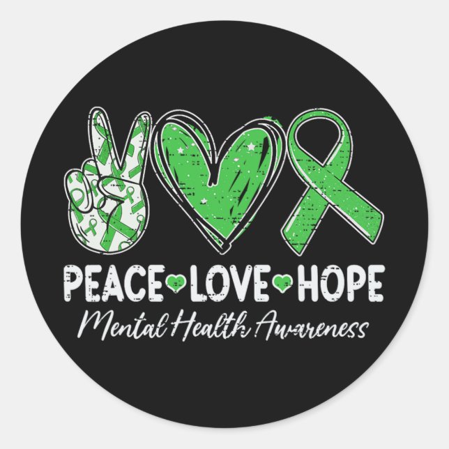 Pegatina Redonda Salud Mental Importa Conciencia Paz Esperanza Gr (Anverso)