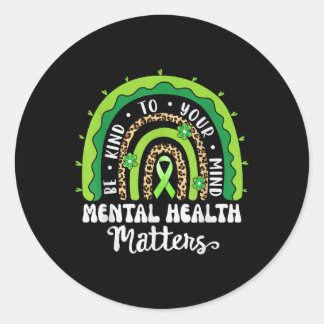 Pegatina Redonda Salud Mental S Conciencia Hombres Mujeres Niños Ra
