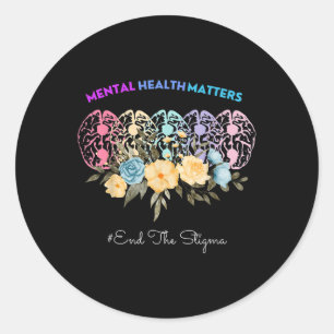 Pegatina Redonda Salud Mental S Conciencia Sobre Las Enfermedades C