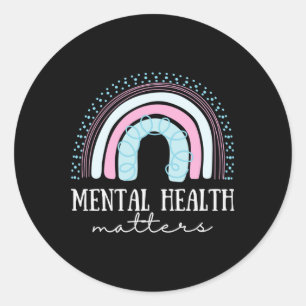 Pegatina Redonda Salud Mental S Conciencia Terapia Cerebral Ser Ama