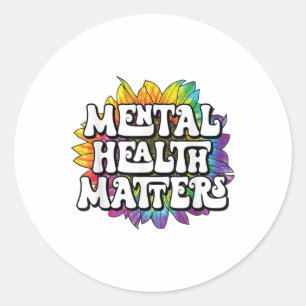 Pegatina Redonda Salud Mental S Enfermedades Cerebrales Aviso De Sa