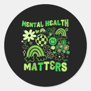 Pegatina Redonda Salud Mental S Groovy Awaren De Salud Mental Flora