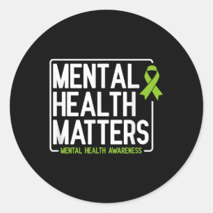 Pegatina Redonda Salud Mental S Hombres Mujeres Niños Conscientes D