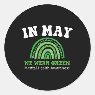 Pegatina Redonda Salud Mental S Usamos Awarden Verde De Salud Menta