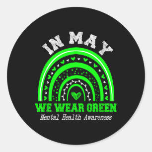 Pegatina Redonda Salud Mental S Usamos Awarden Verde De Salud Menta