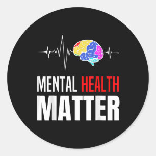 Pegatina Redonda Salud Mental Sensibilización sobre problemas de ce