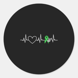 Pegatina Redonda Salud Mental Shirt Heartbeat Ribbon Salud Mental